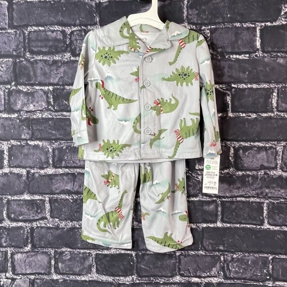 Carter's Just One You 12 Month Dinosaur Holiday Toddler 2-piece Pajama Set - Picture 1 of 11
